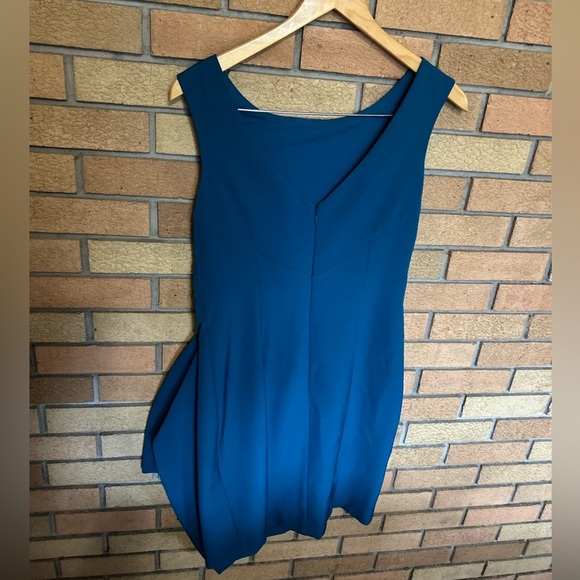 NWOT Eliza J Side Drape Laguna Crepe Cocktail Teal Blue Dress 8 - Picture 2 of 5